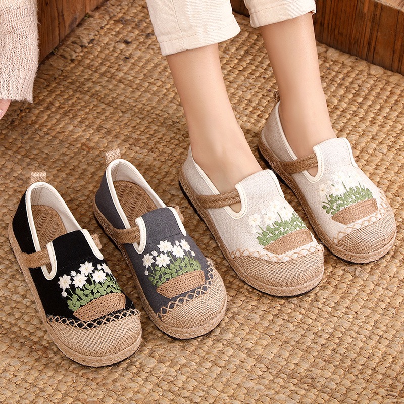 Sneaker Vegan - Veowalk-mocasines de lona de lino hechos